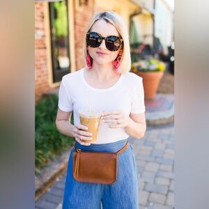 NEW Madewell Simple Pouch Belt Bag Brown English Saddle